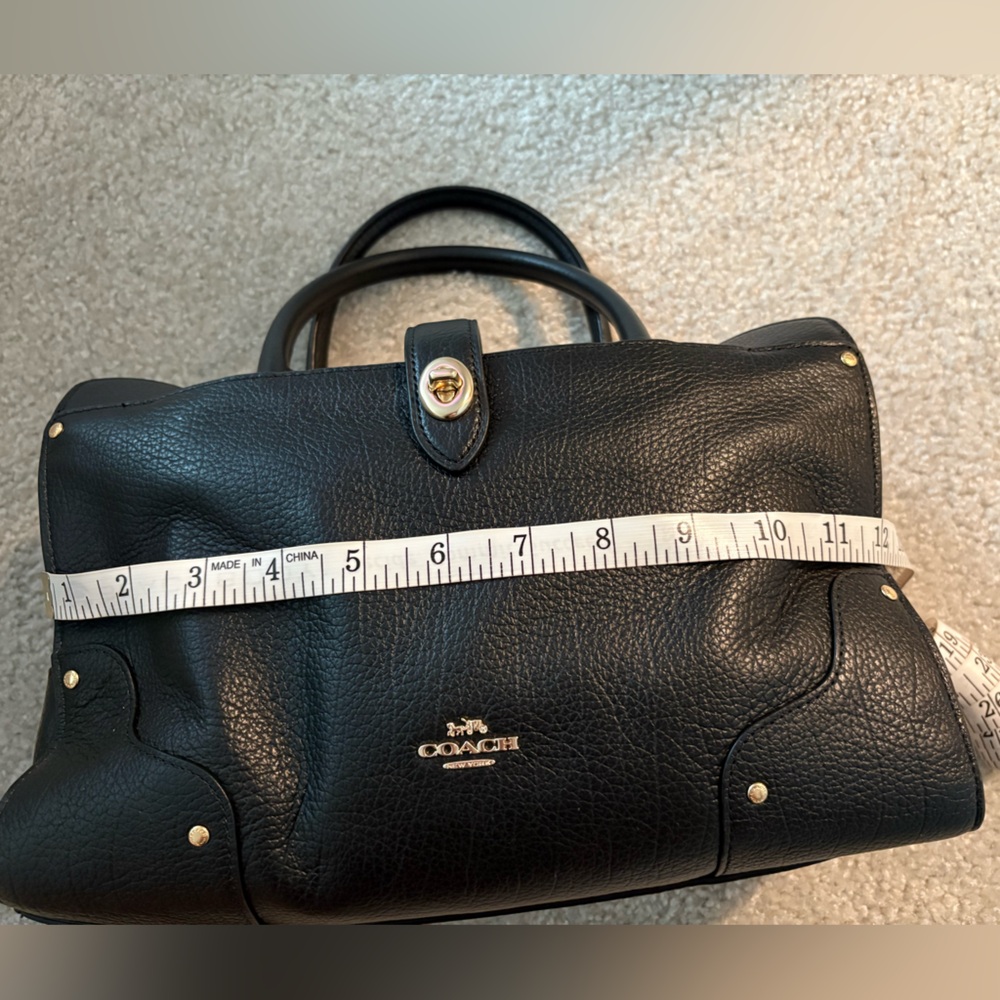 Coach Mercer Black Leather Satchel with Gold Accents - Picture 6 of 13